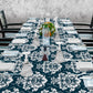 White Baroque Pattern on Deep Green 3m Rectangle Tablecloth