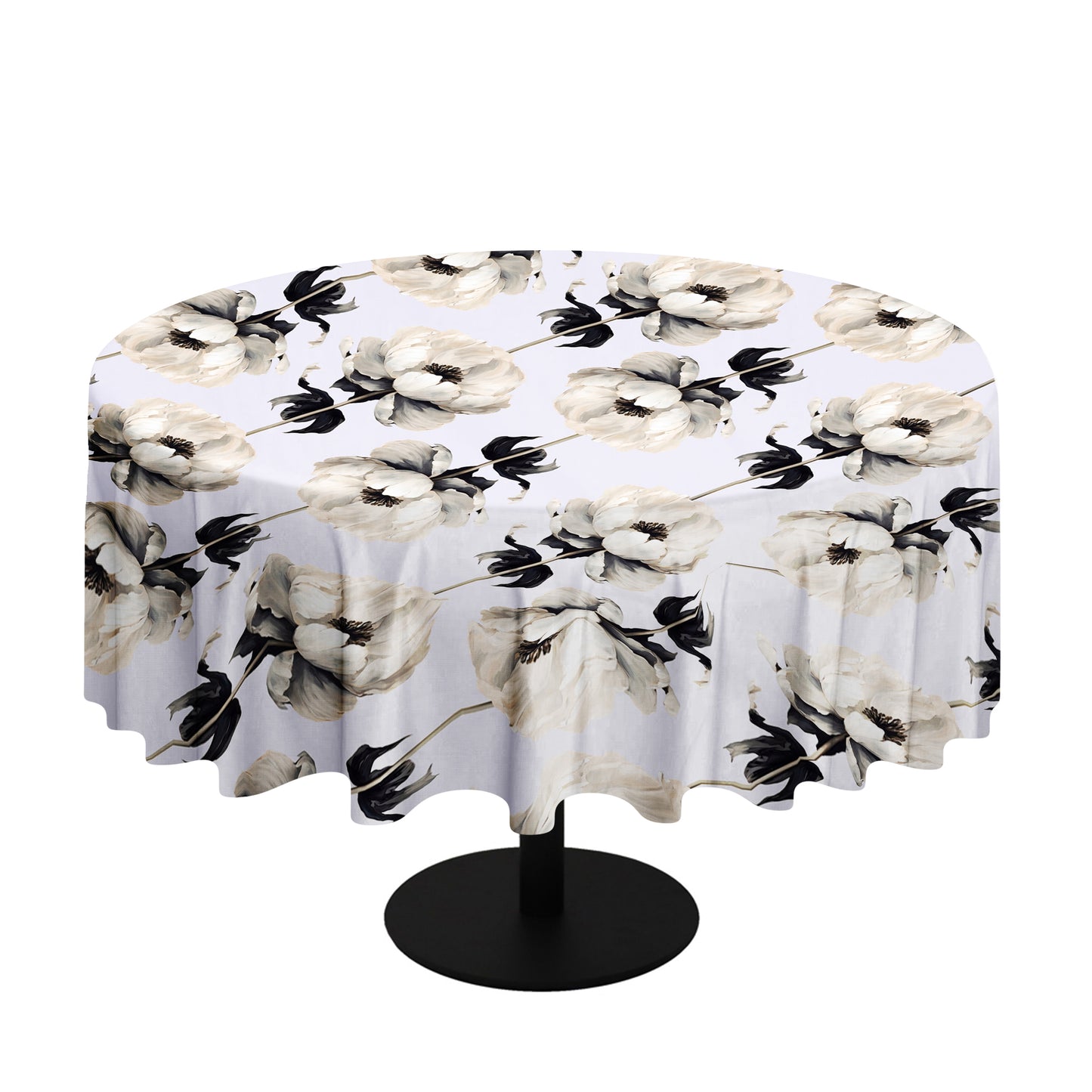 White Floral Vines By Mark Van Vuuren Round Tablecloth