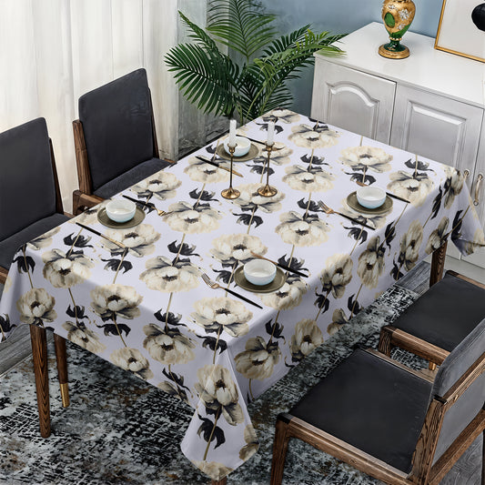 White Floral Vines Rectangle Tablecloth By Mark Van Vuuren