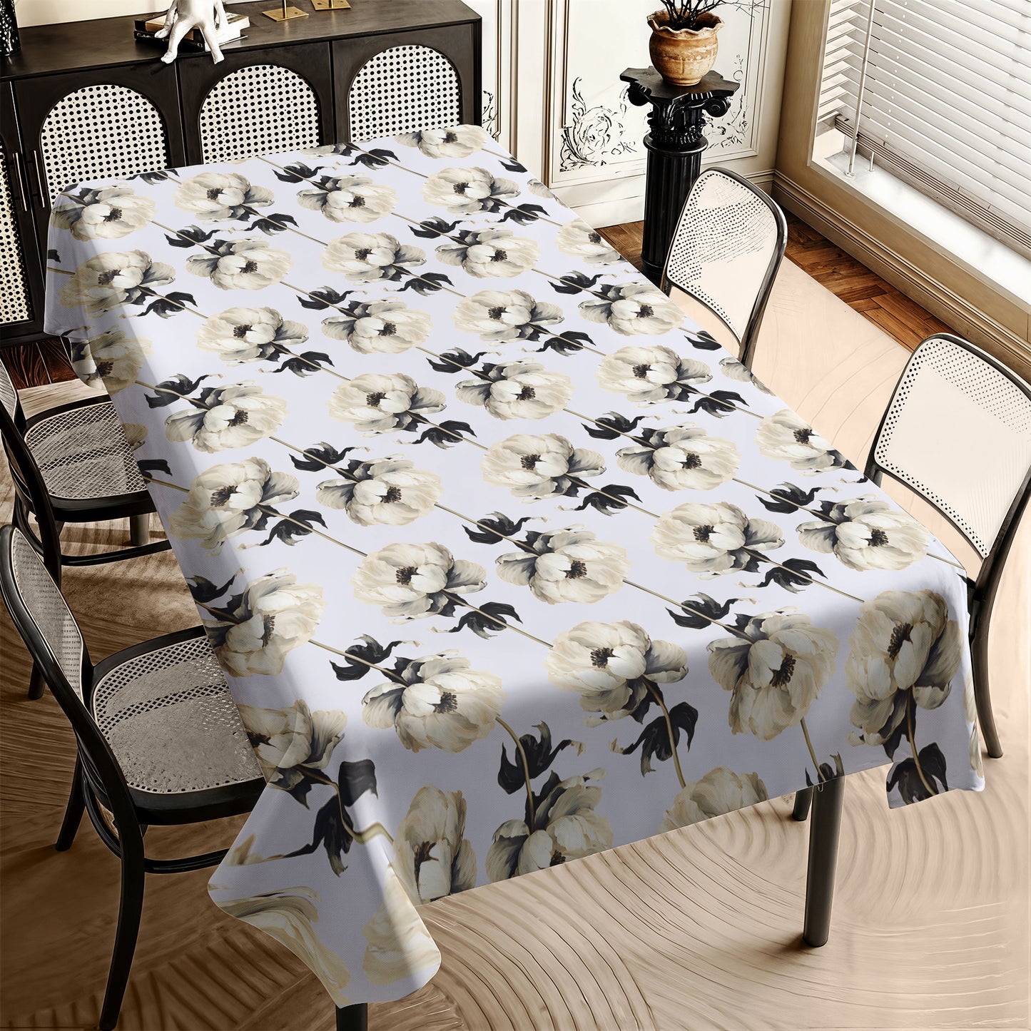 White Floral Vines Rectangle Tablecloth By Mark Van Vuuren