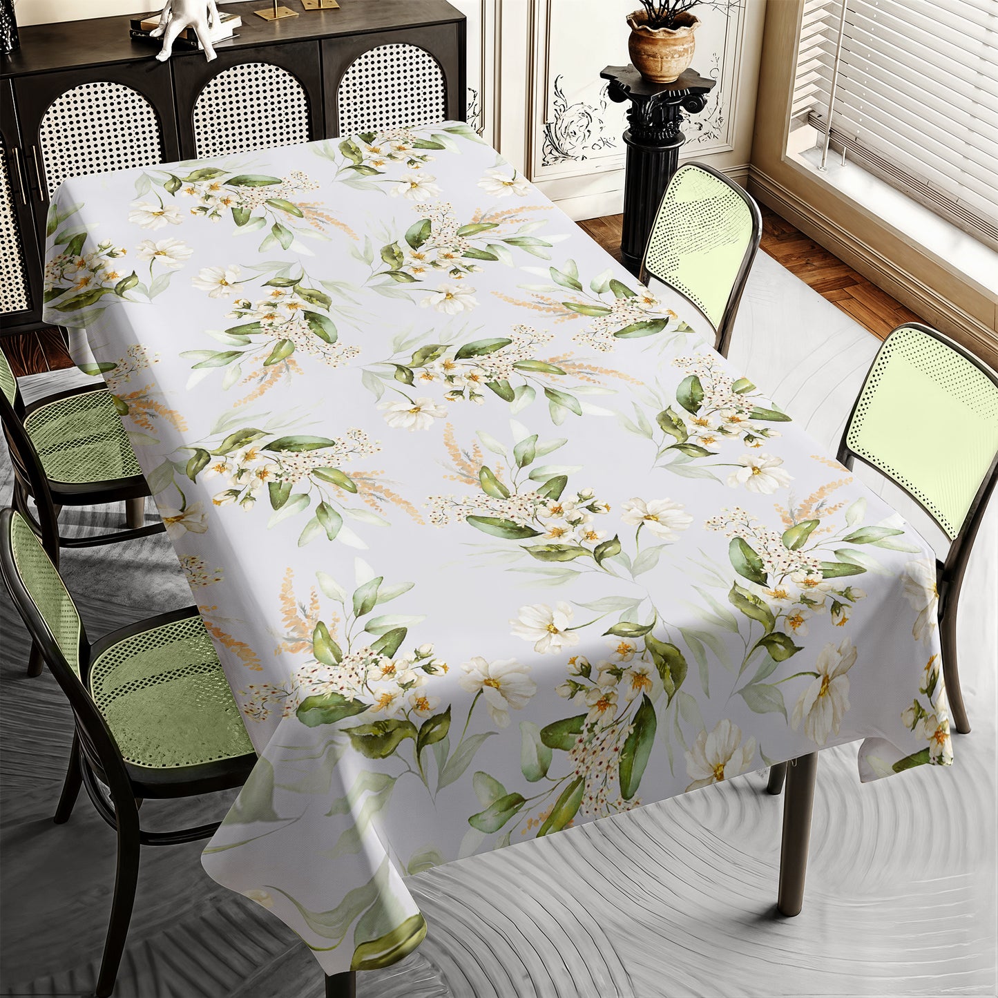 White Flower Blossoms Vines Rectangle Tablecloth by Mark van Vuuren