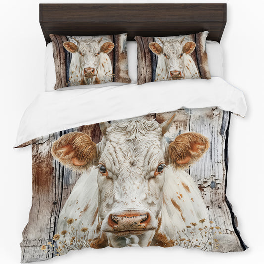 White Horn Cow Duvet Cover Set by Mark van Vuuren