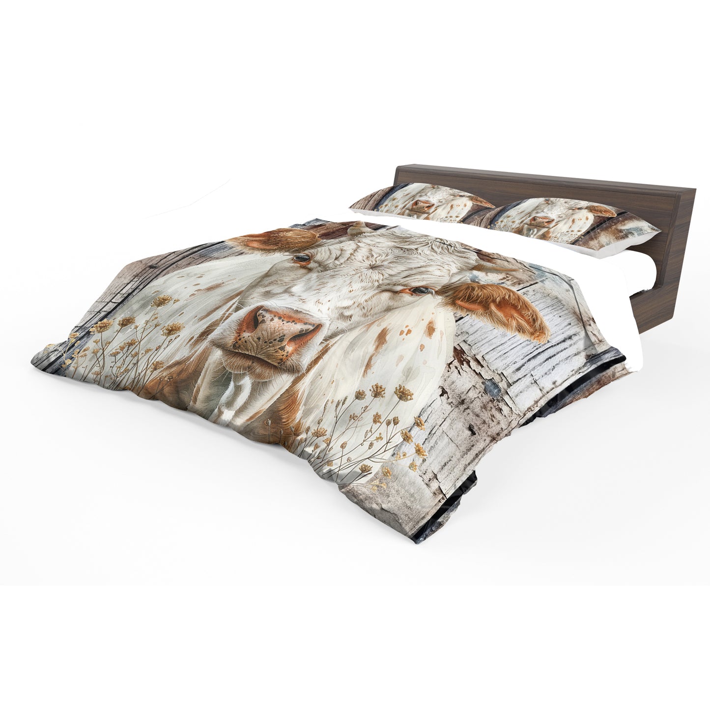 White Horn Cow Duvet Cover Set by Mark van Vuuren