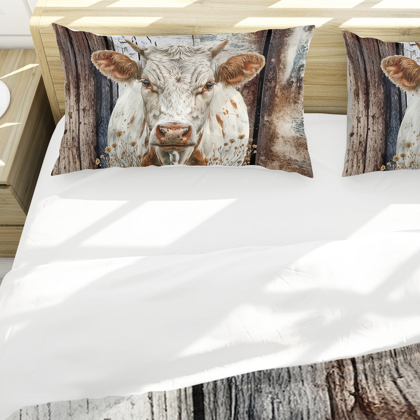 White Horn Cow Duvet Cover Set by Mark van Vuuren