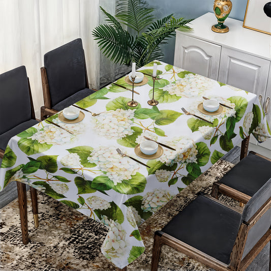 White Hydrangeas Rectangle Tablecloth by Mark van Vuuren