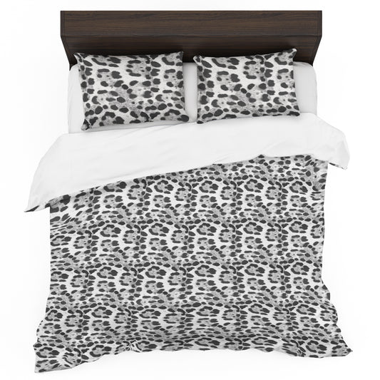 White Imitation Leopard Skin Duvet Cover Set