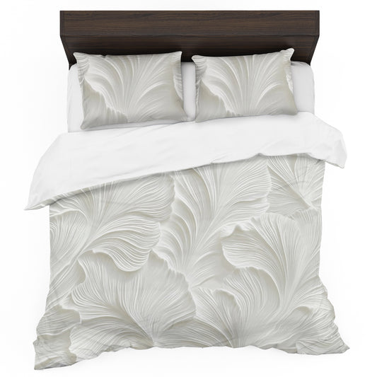 White Leaves Duvet Cover Set