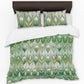 White Lillies in Green Columns Duvet Cover Set
