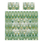 White Lillies in Green Columns Duvet Cover Set