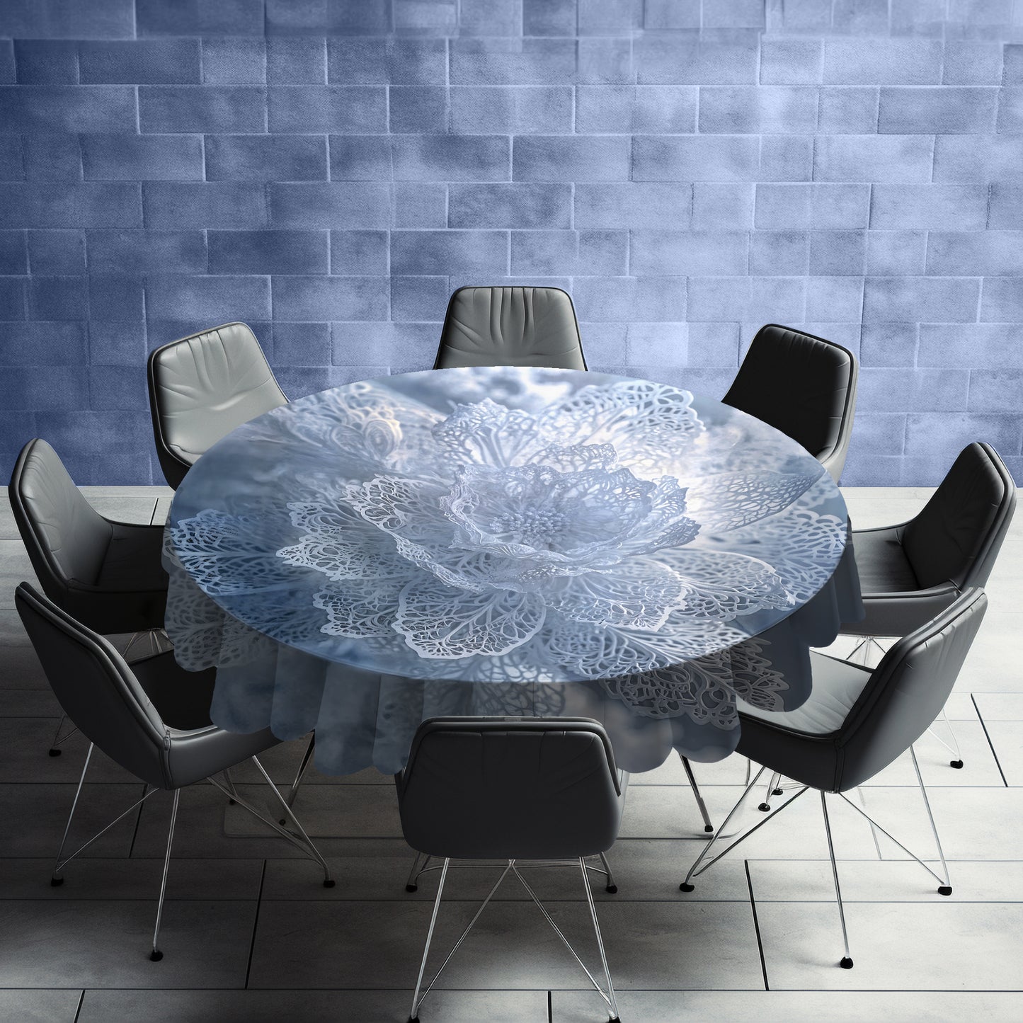 White Net Round Tablecloth
