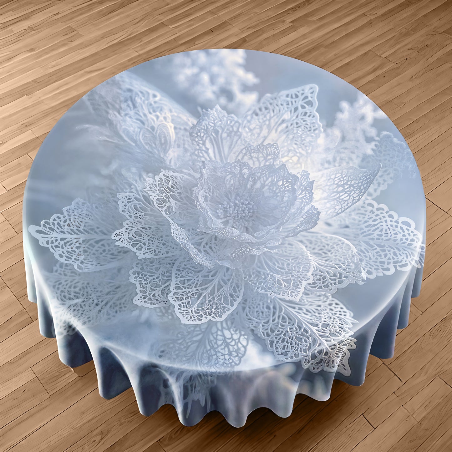White Net Round Tablecloth