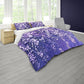 White On Purple Blossoms Duvet Cover Set