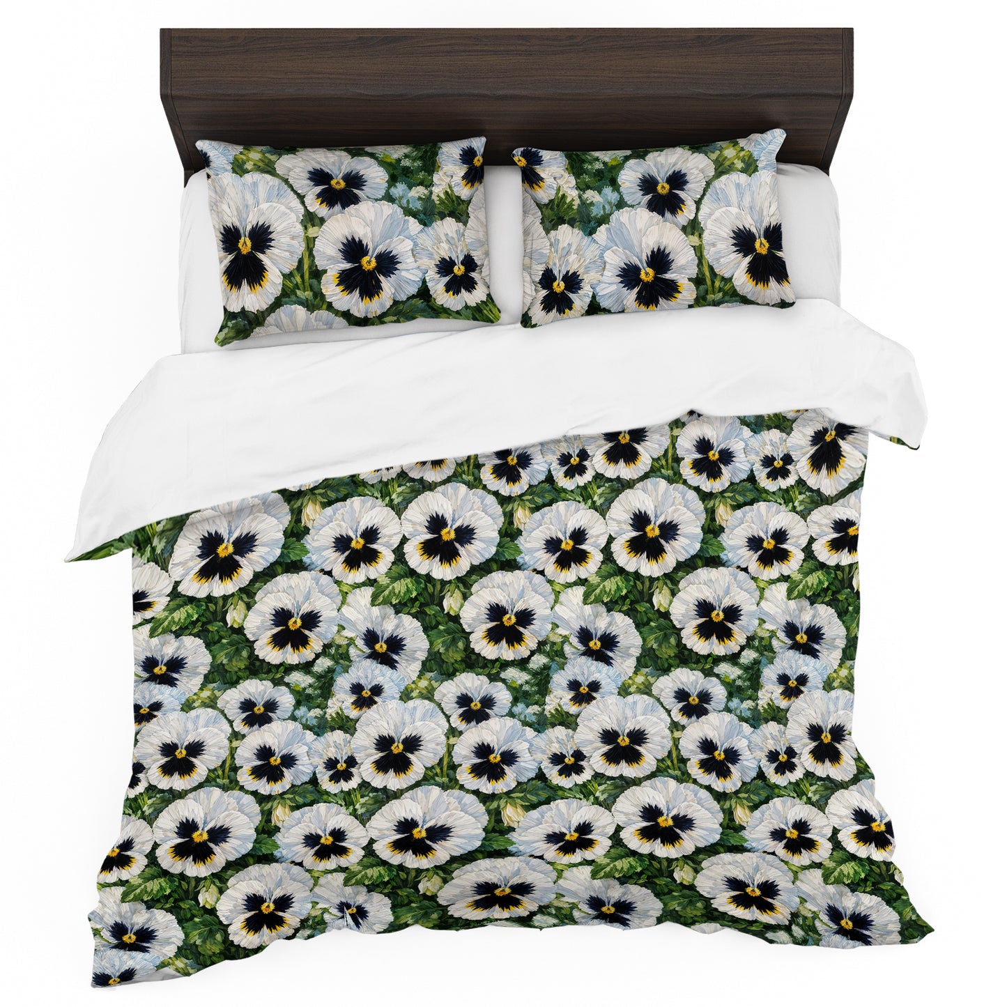 White Pansy Patchwork Duvet Cover Set