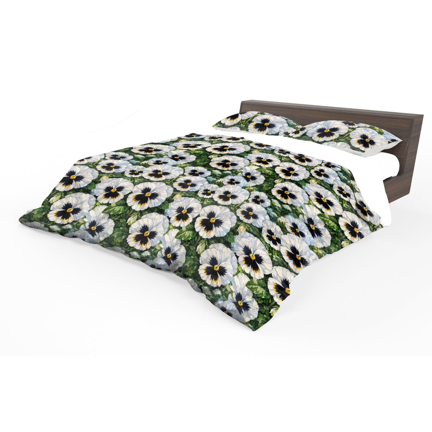 White Pansy Patchwork Duvet Cover Set