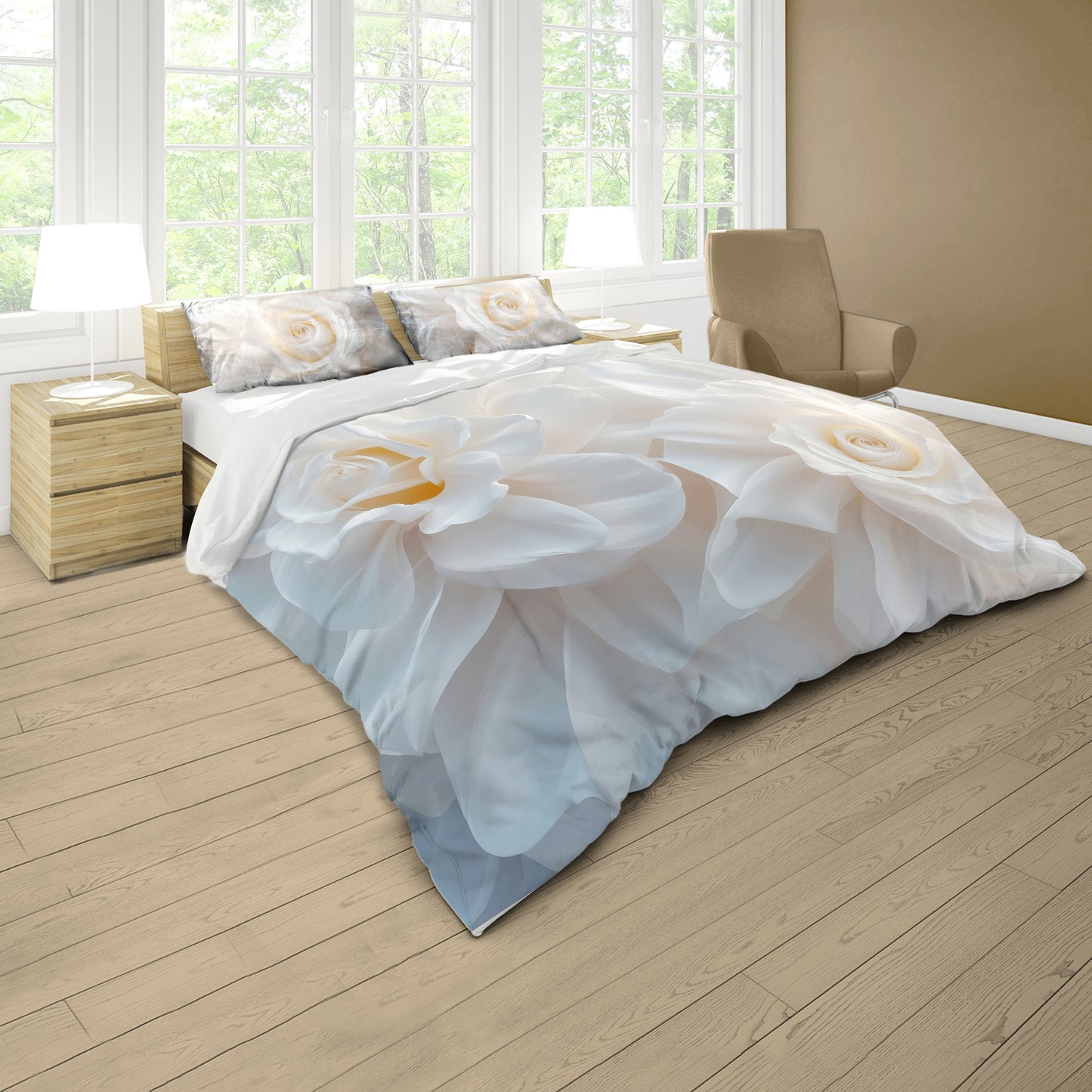 White Rose Duvet Cover Set