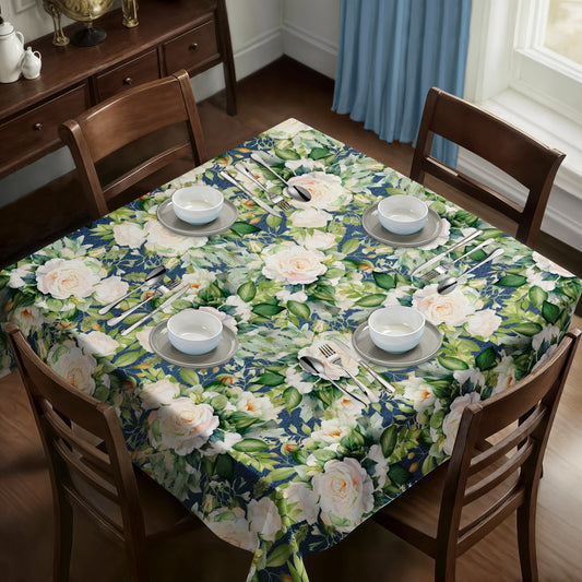 White Rose on Green By Mark Van Vuuren Square Tablecloth