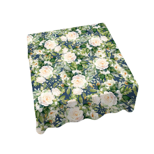 White Rose on Navy By Mark Van Vuuren Square Tablecloth