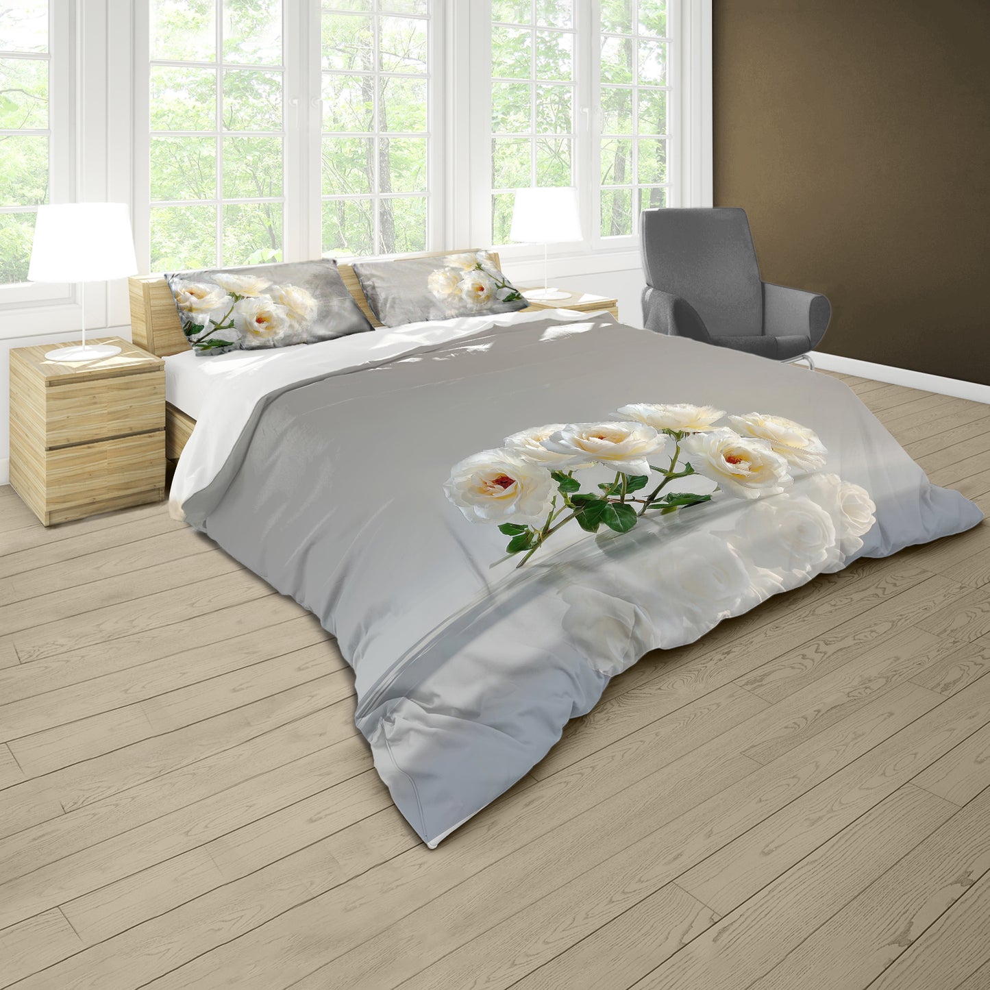 White Roses Duvet Cover Set