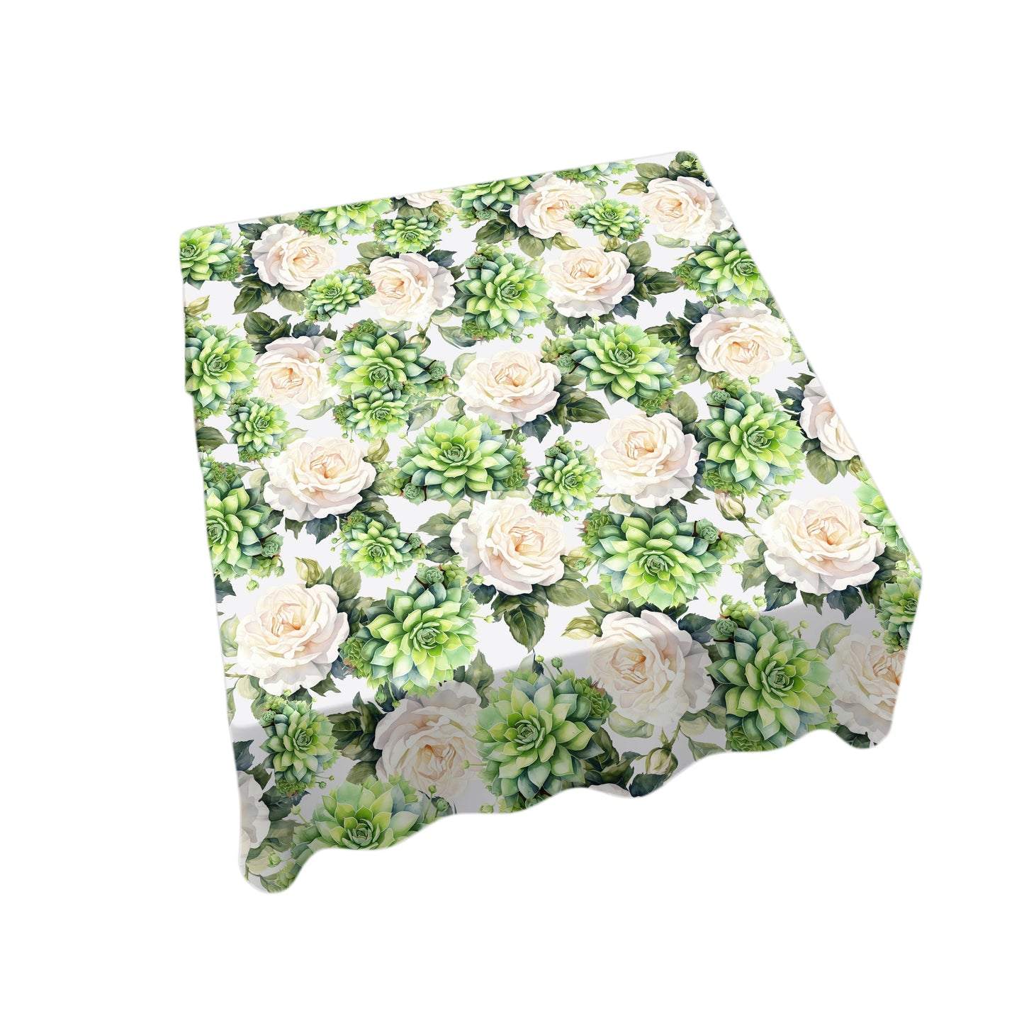 White Roses and Succlents By Mark Van Vuuren Square Tablecloth