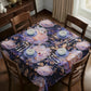 White Roses on Dark Blue Square Tablecloth