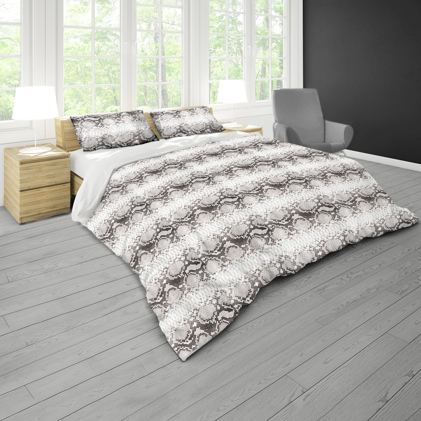White Snake Skin Duvet Cover Set