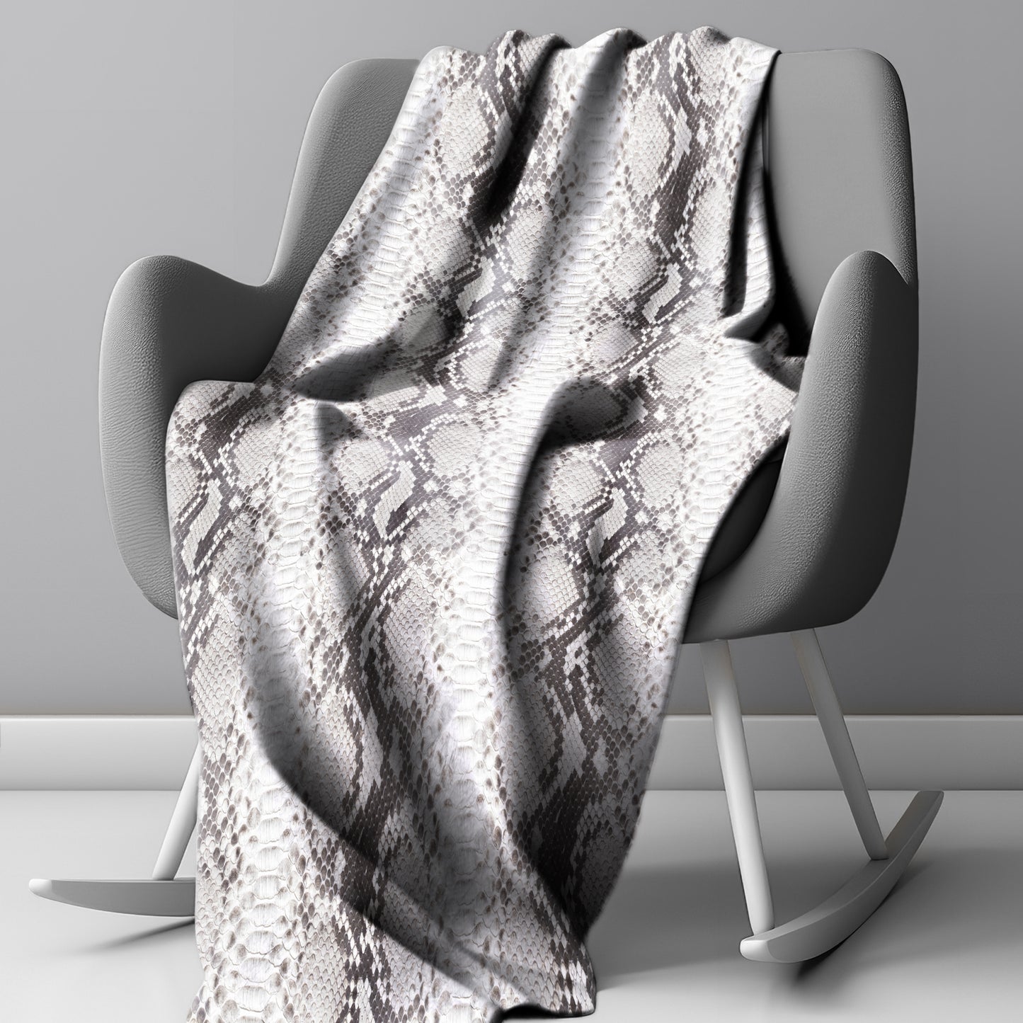 White Snake Skin Light Weight Fleece Blanket