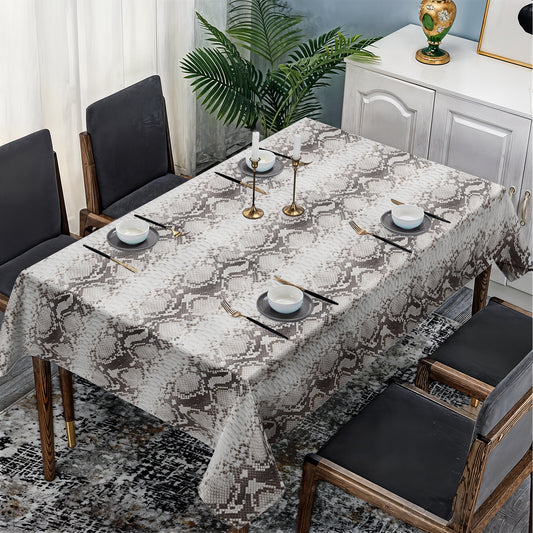 White Snake Skin Rectangle Tablecloth