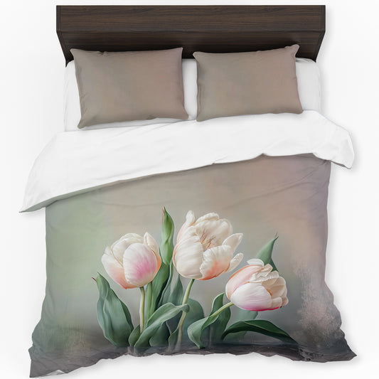 White Tulips Duvet Cover Set