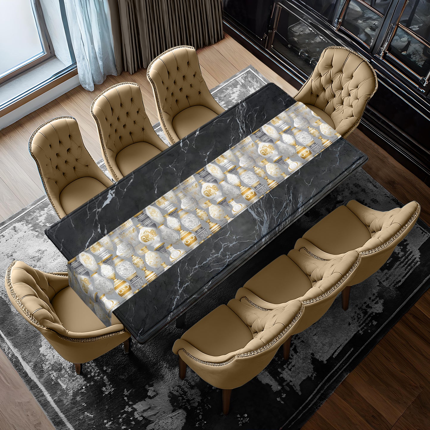White Urn Table Runner