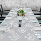 White Victorian Ornament on Grey 3m Rectangle Tablecloth