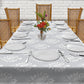 White Victorian Ornament on Grey 3m Rectangle Tablecloth