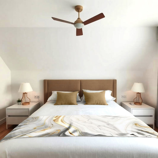 White and Gold Light Bed Throw