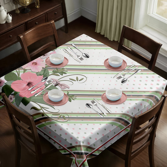 White and Grey Dotted Pattern Square Tablecloth