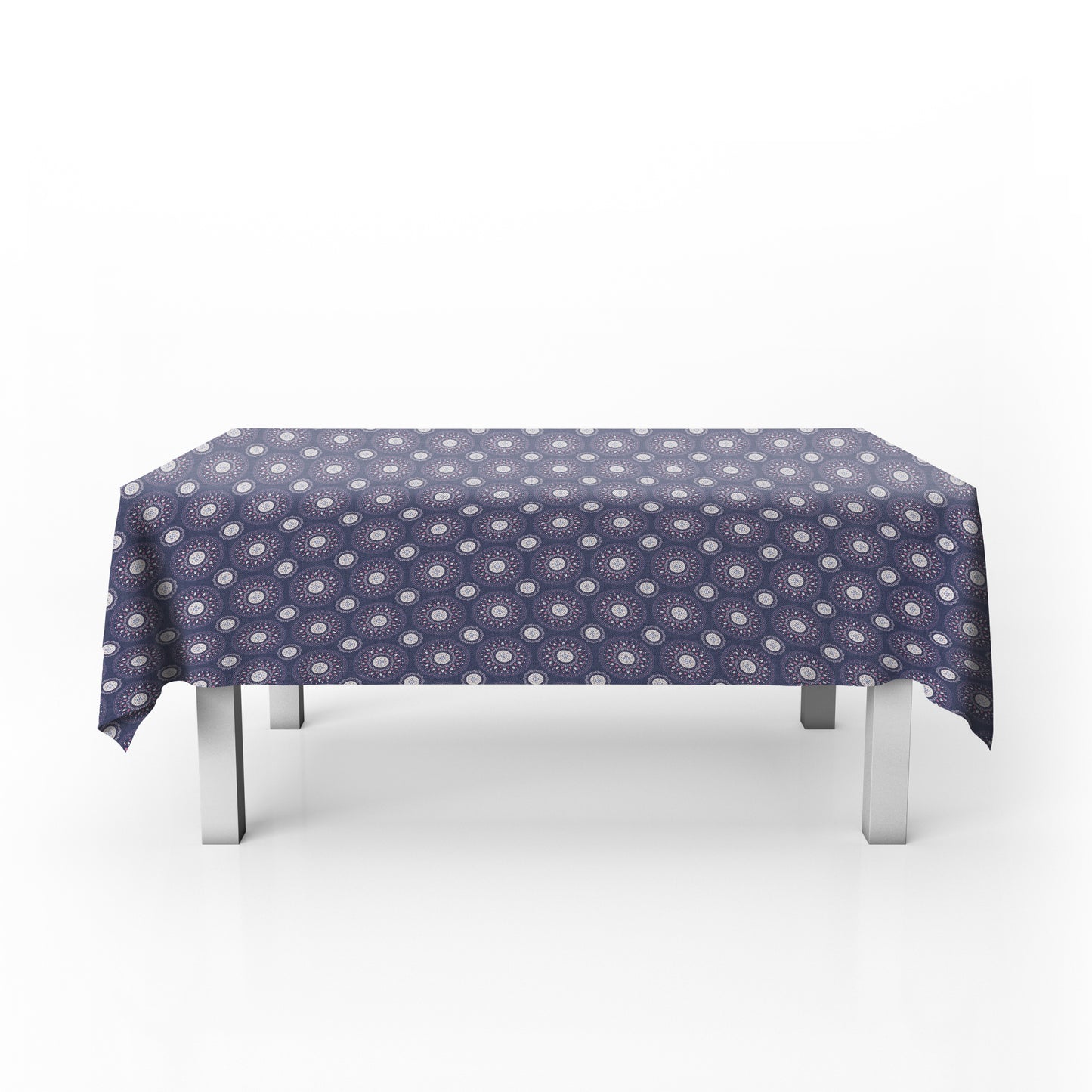 White circles on Deep Bluegrey Rectangle Tablecloth