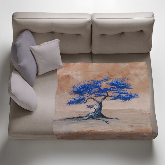 Blue Blossom Tree  Light Weight Fleece Blanket by Wikus Hattingh