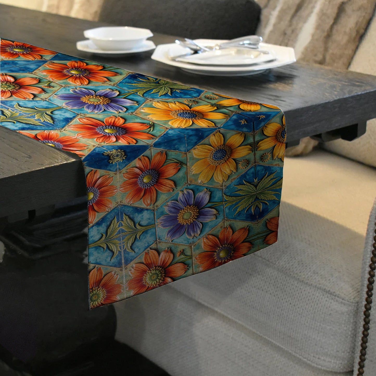 Wild Petal Pottery Table Runner