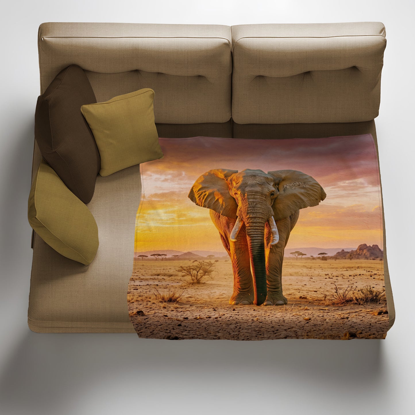 Wildlife African Elephant Light Weight Fleece Blanket
