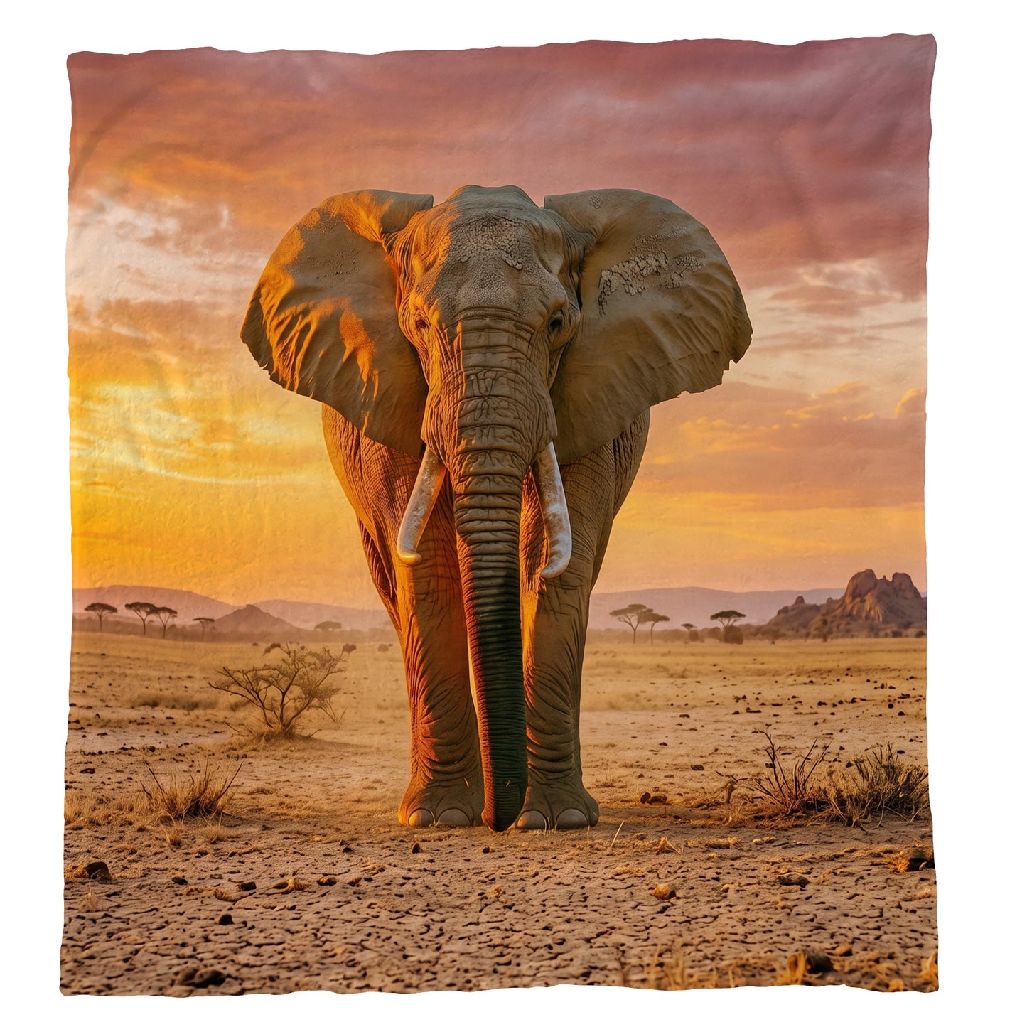 Wildlife African Elephant Light Weight Fleece Blanket