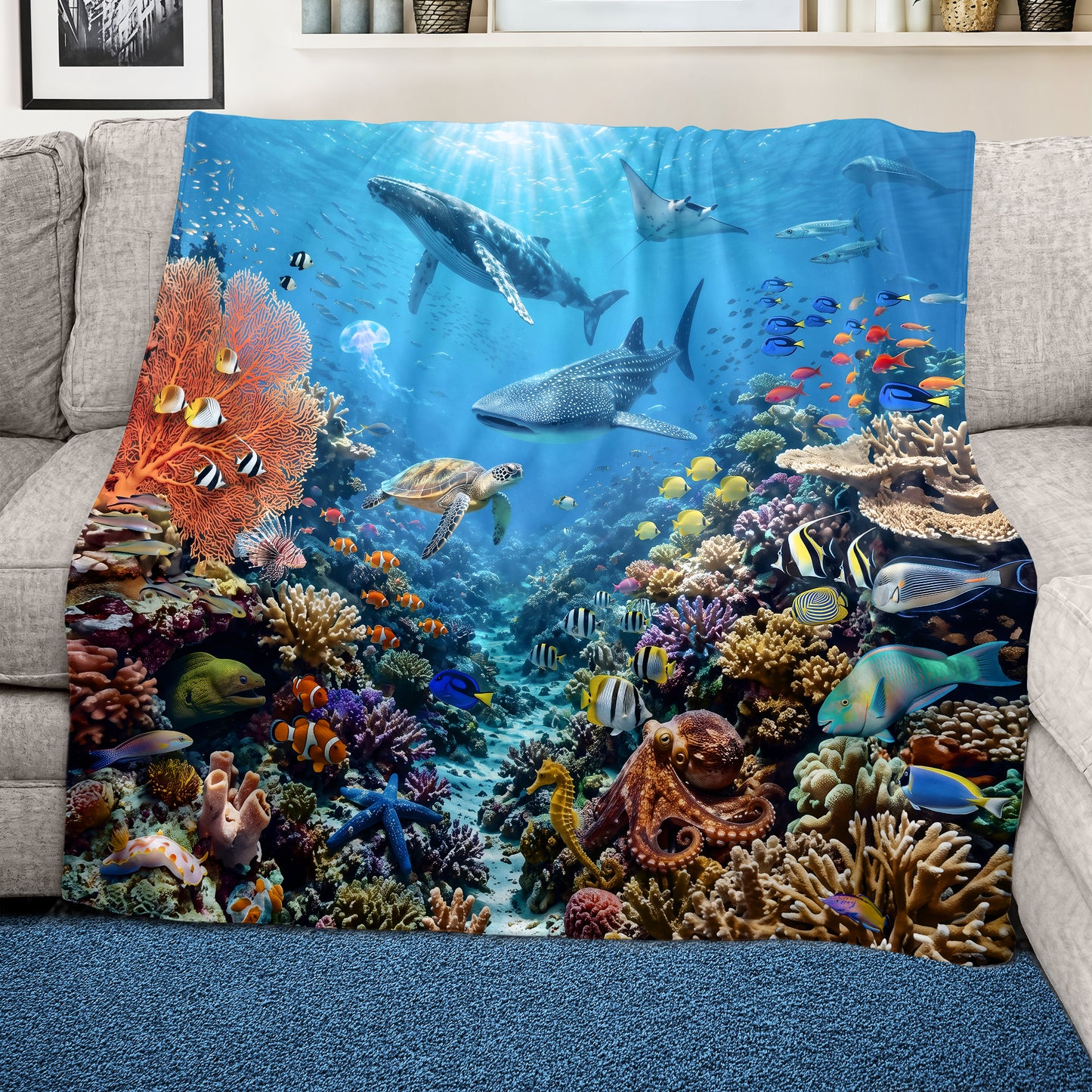 Wildlife Beneath the Ocean Light Weight Fleece Blanket