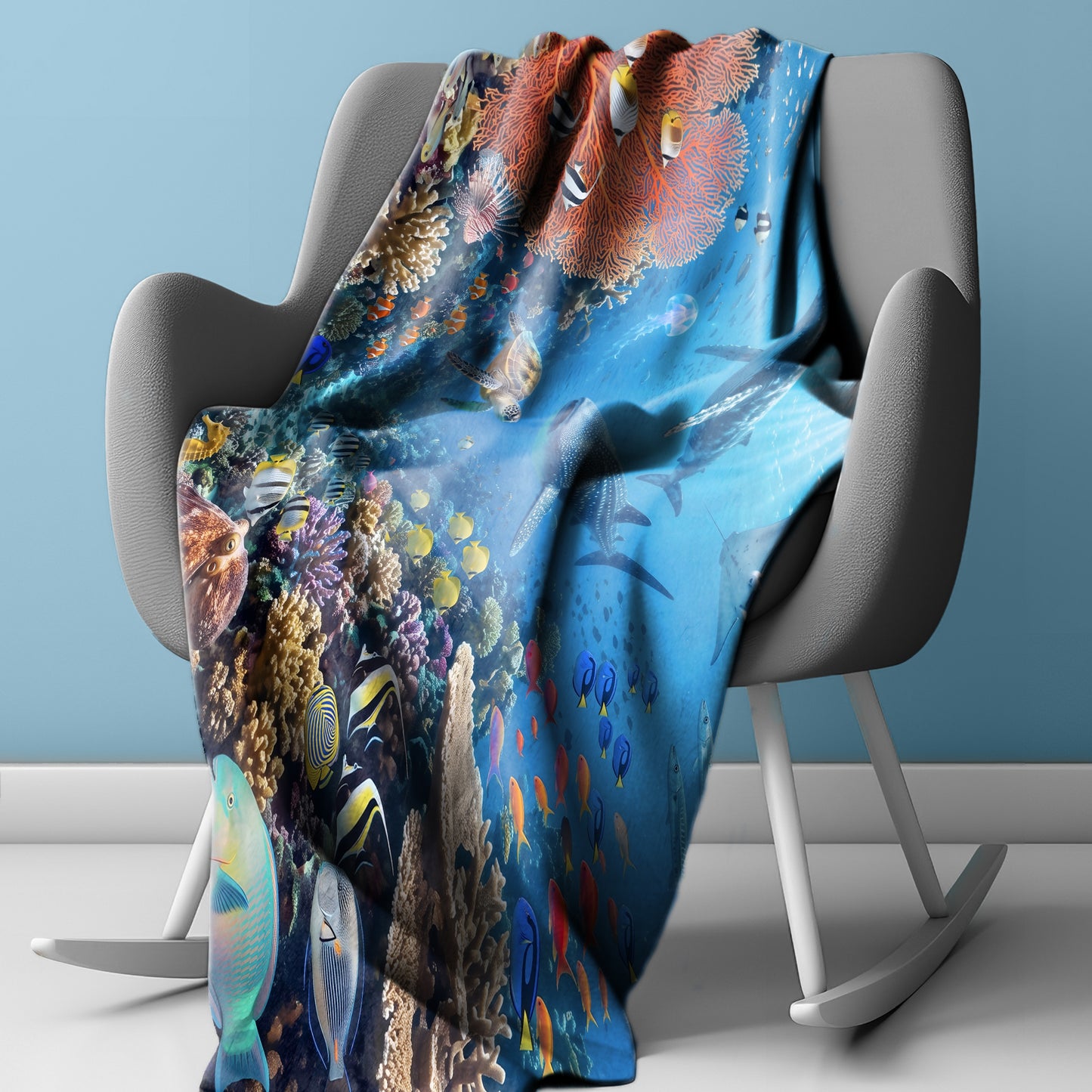 Wildlife Beneath the Ocean Light Weight Fleece Blanket