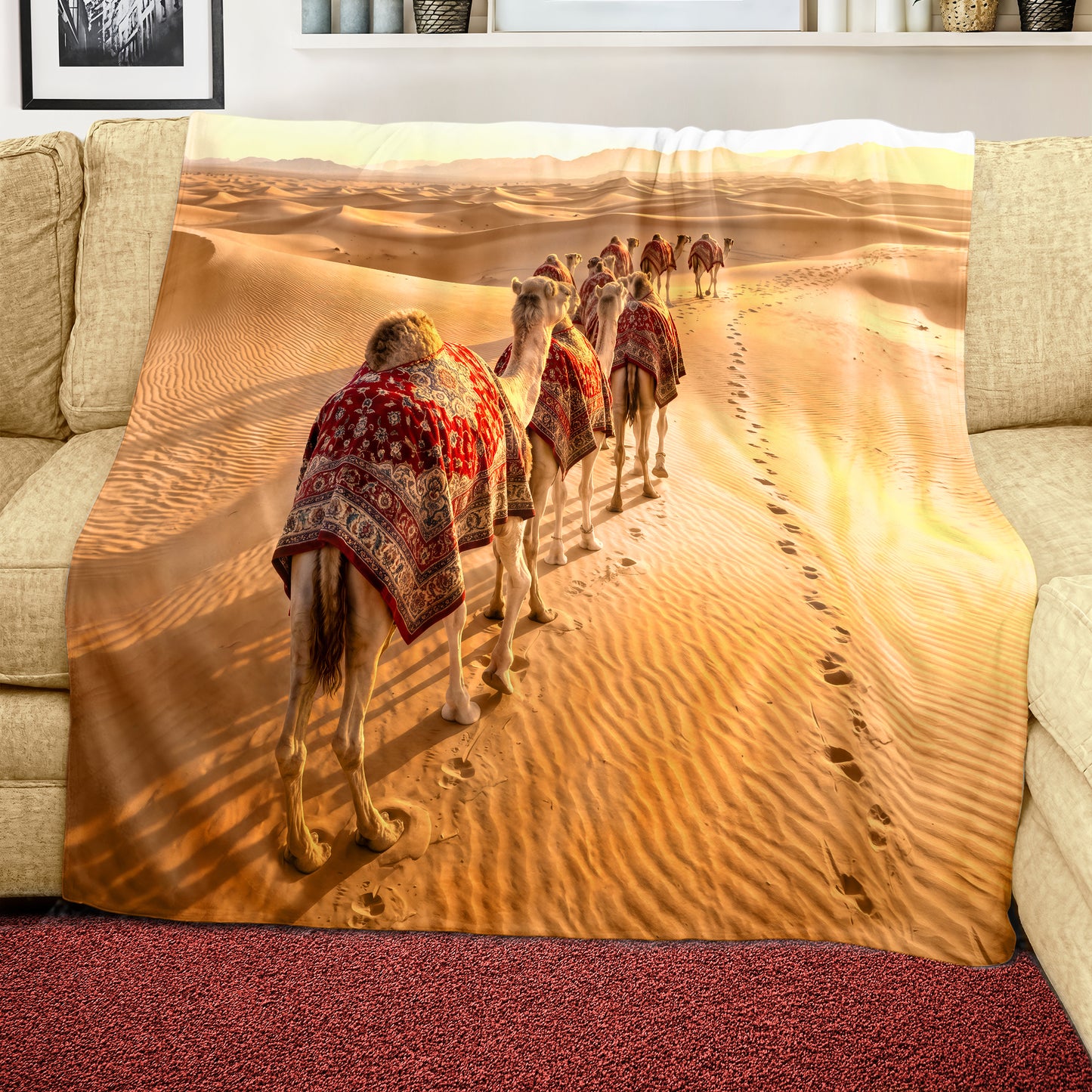 Wildlife Camel Trek Light Weight Fleece Blanket