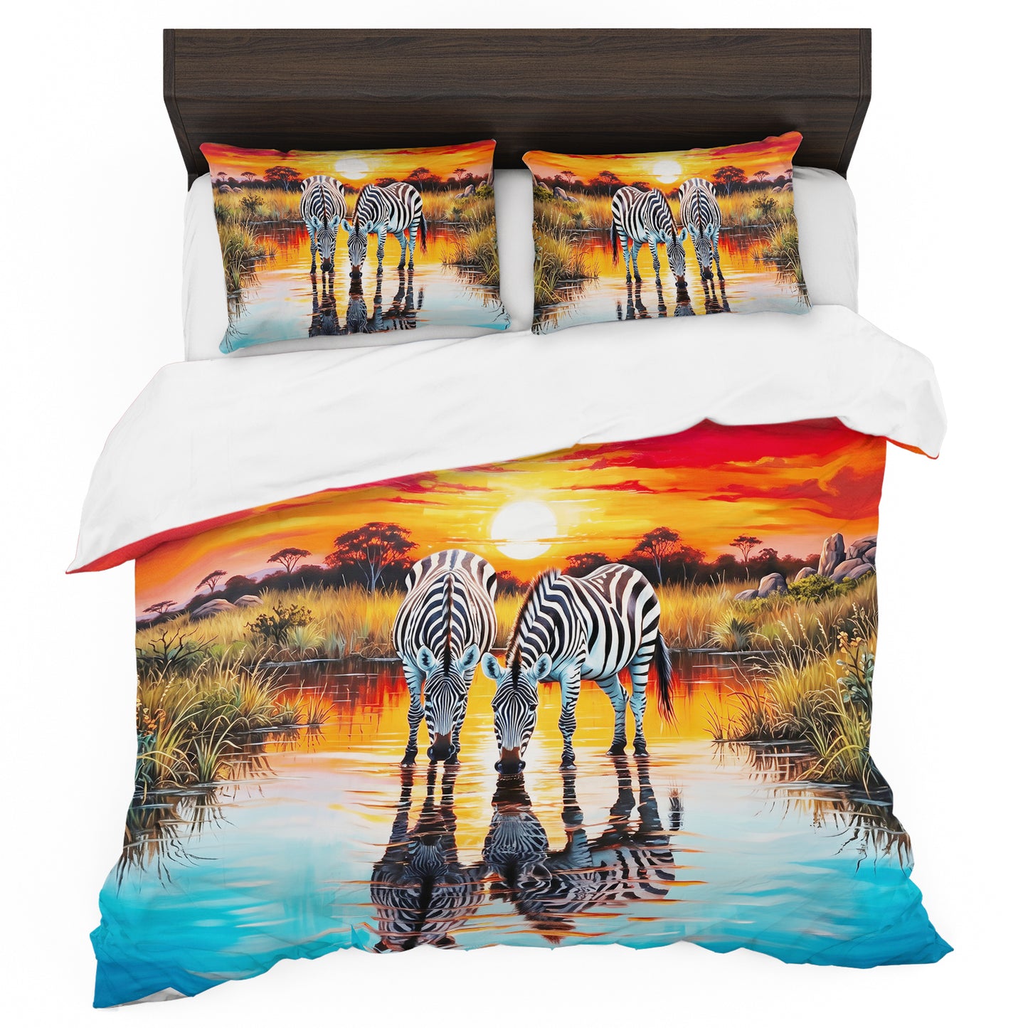 Wildlife Crimson Sunset Zebra Duvet Cover Set