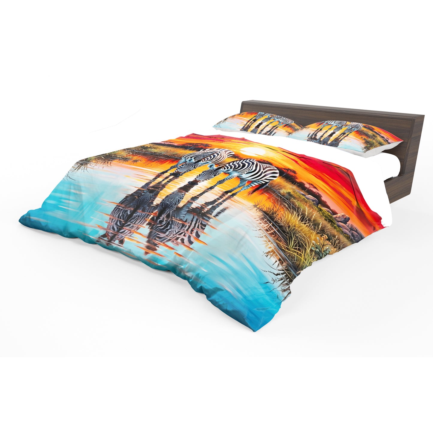 Wildlife Crimson Sunset Zebra Duvet Cover Set