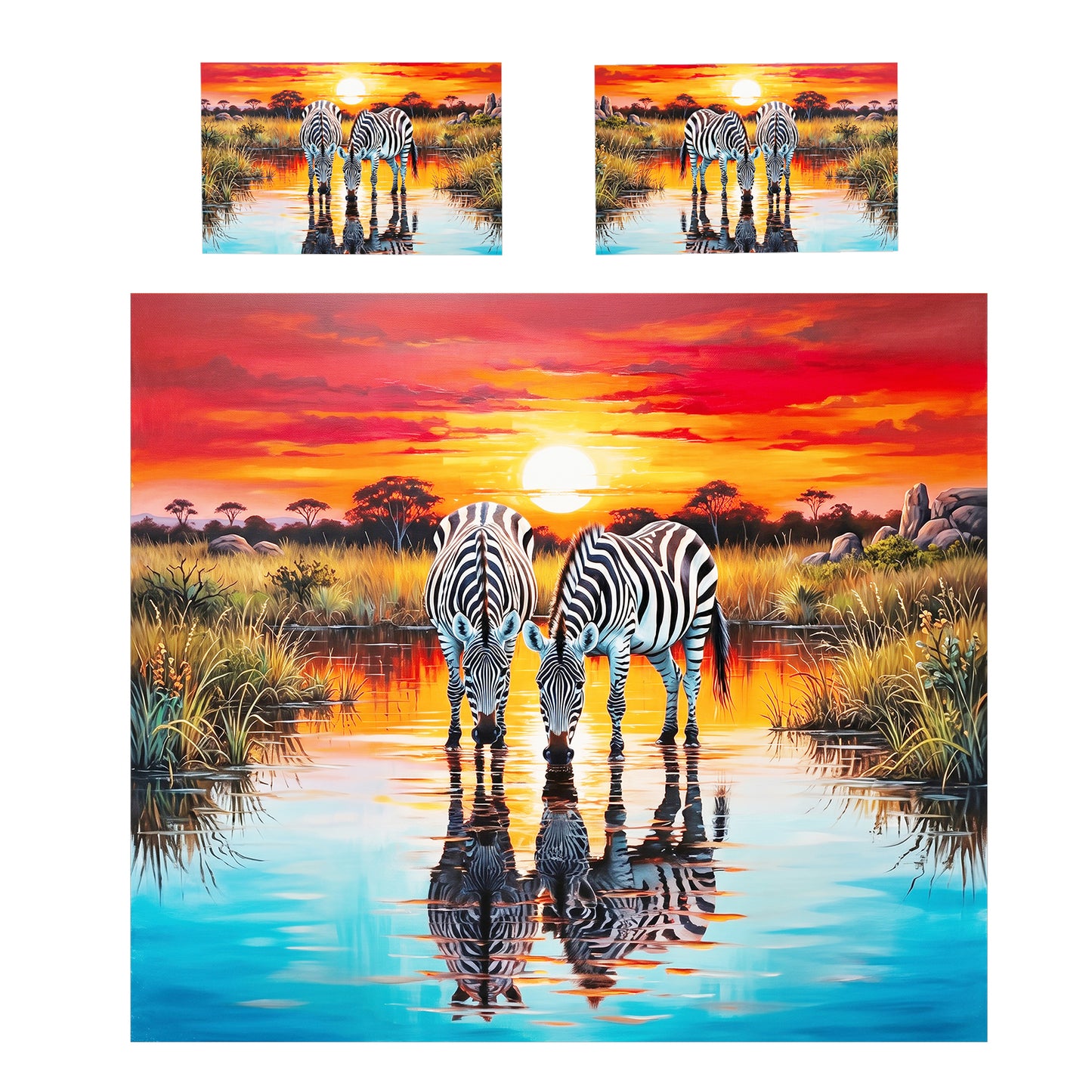 Wildlife Crimson Sunset Zebra Duvet Cover Set