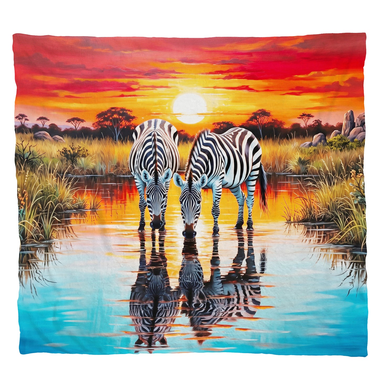 Wildlife Crimson Sunset Zebra Light Weight Fleece Blanket