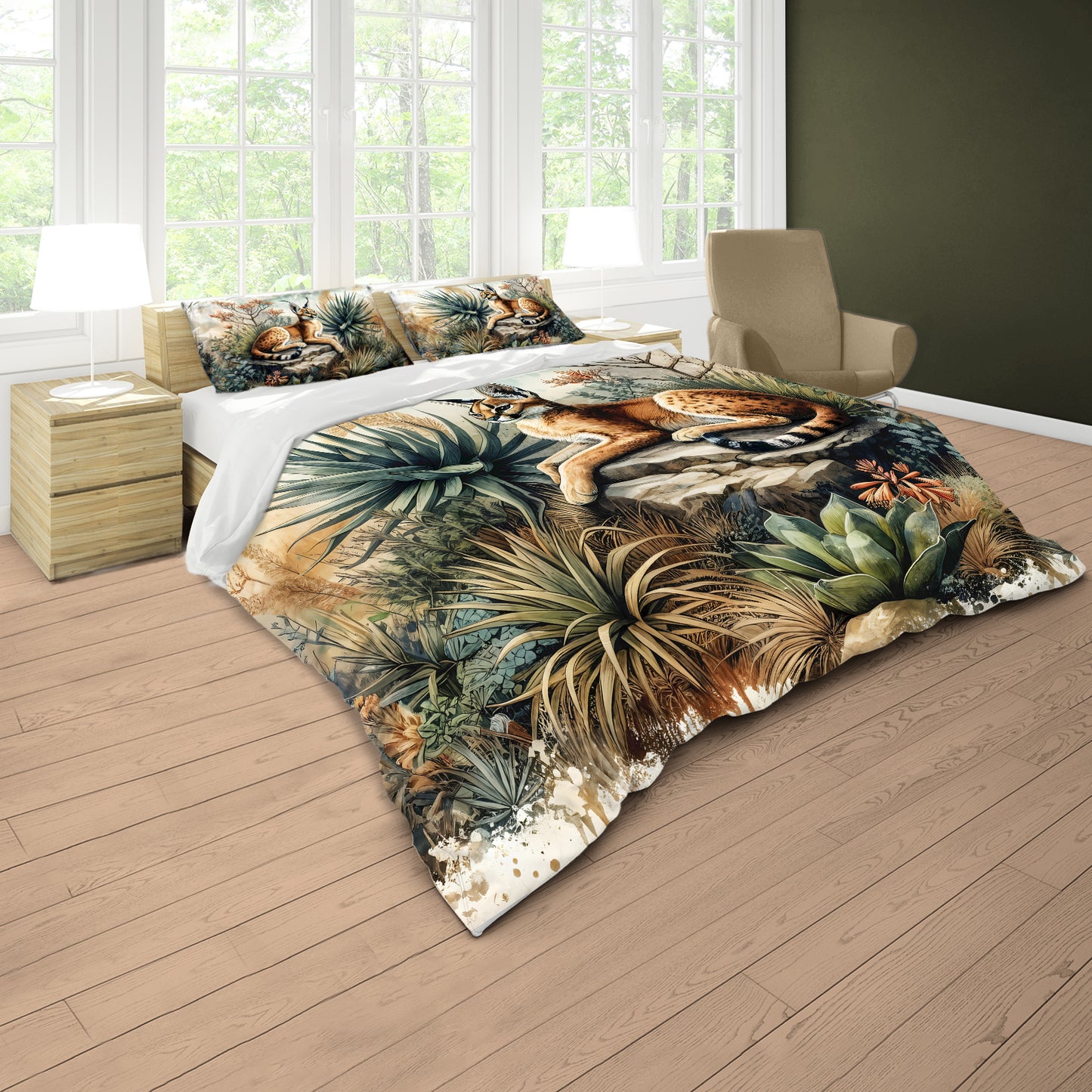 Wildlife Desert Lynx Duvet Cover Set