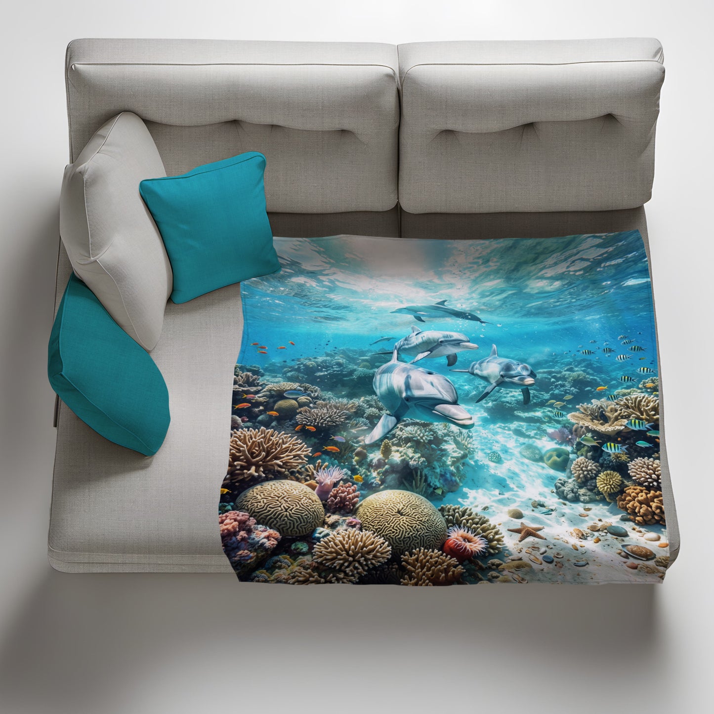 Wildlife Dolphin Pod Light Weight Fleece Blanket