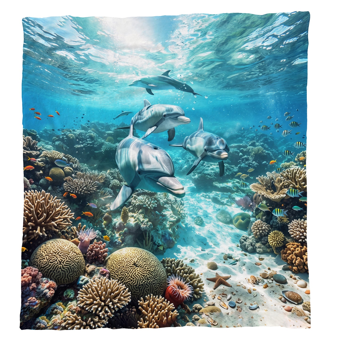 Wildlife Dolphin Pod Light Weight Fleece Blanket