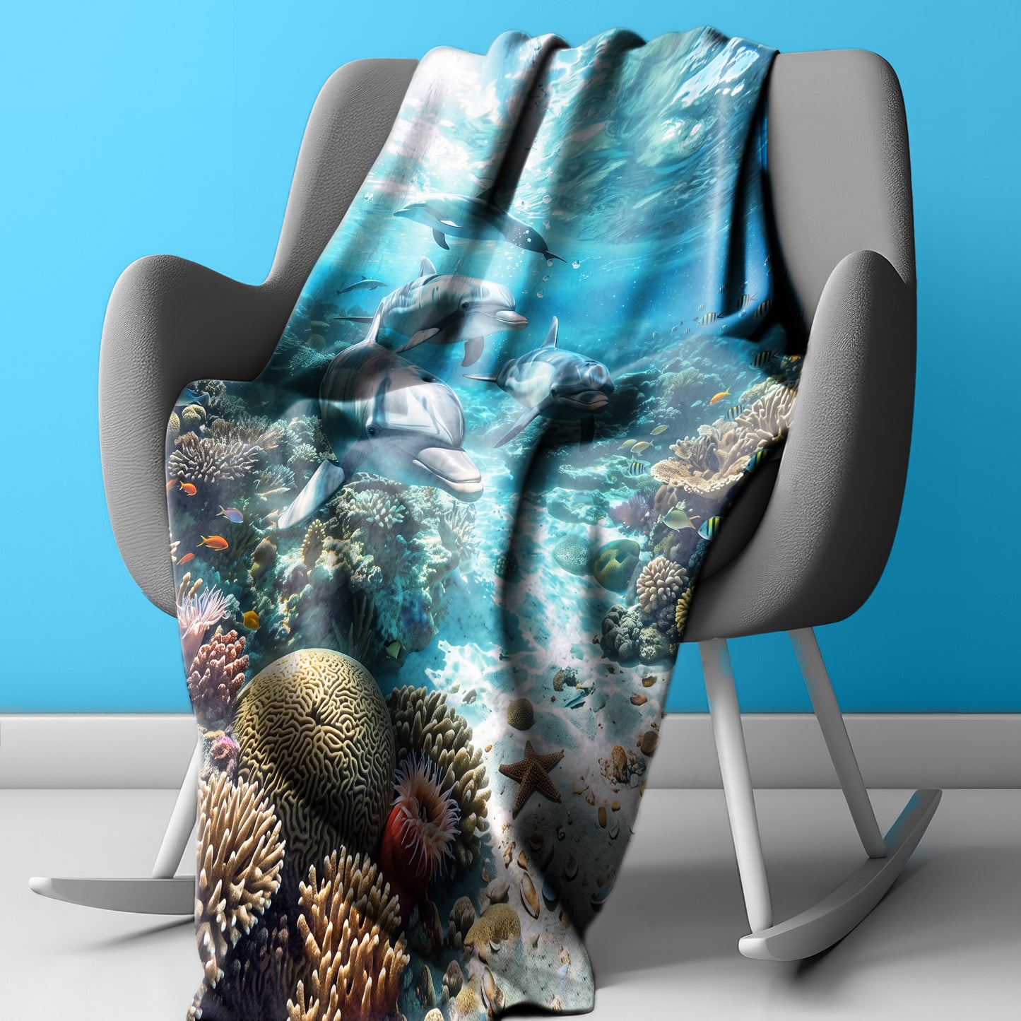 Wildlife Dolphin Pod Light Weight Fleece Blanket