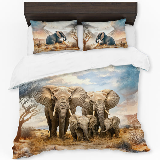 Wildlife Elephant Family Duvet Cover Set